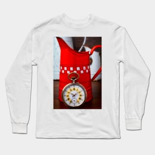 Beautiful Pocket Watch Against Red Pitcher Long Sleeve T-Shirt